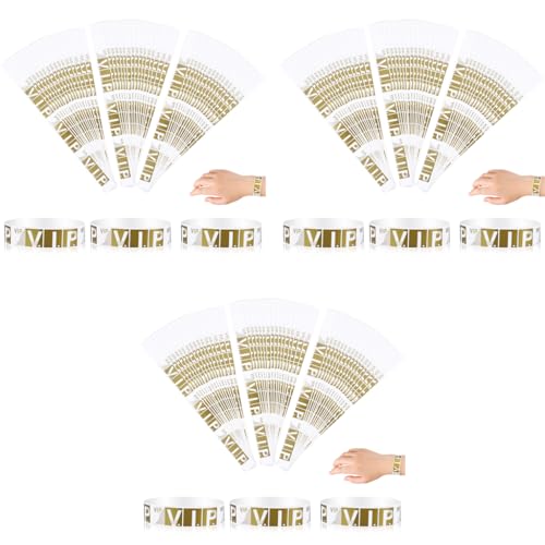 HASTHIP® 900PCS VIP Wristbands for Customers Waterproof Paper Bracelets Lightweight Event for Party Concert Club Amusement Park Festivals Gold HASTHIP® 900PCS VIP Wristbands for Customers Waterproof Paper Bracelets Lightweight Event for Party Concert Club Amusement Park Festivals Gold